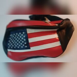 American Flag Leather Fannie Waist Pack,Red, White, Blue.